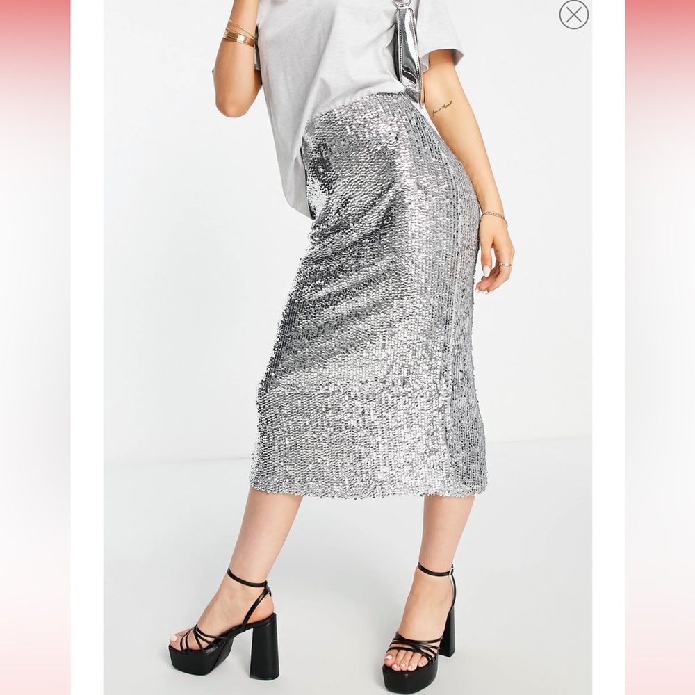TOPSHOP Sequin Midi Skirt